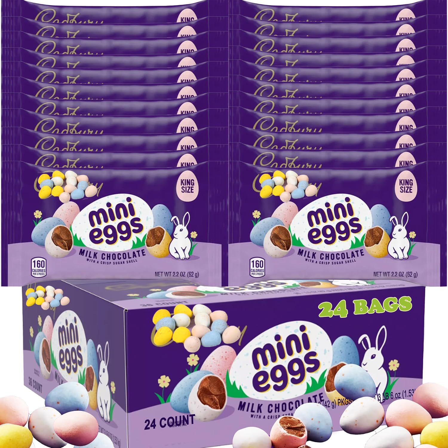 Partypom Mini Eggs Milk Chocolate bulk pack for Easter celebration.