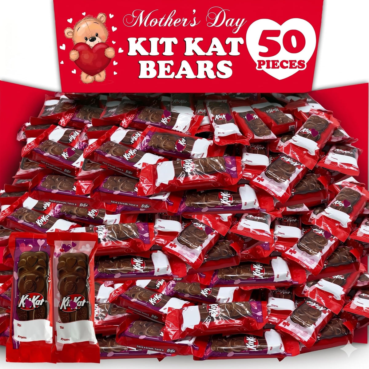Partypom Mother's Day bears with pink wrapping, ideal for gifting
