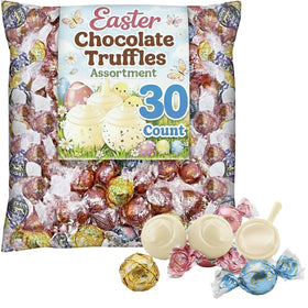 Partypom Mother's Day truffles in pink, gold, and blue foils for gifting and festive display.
