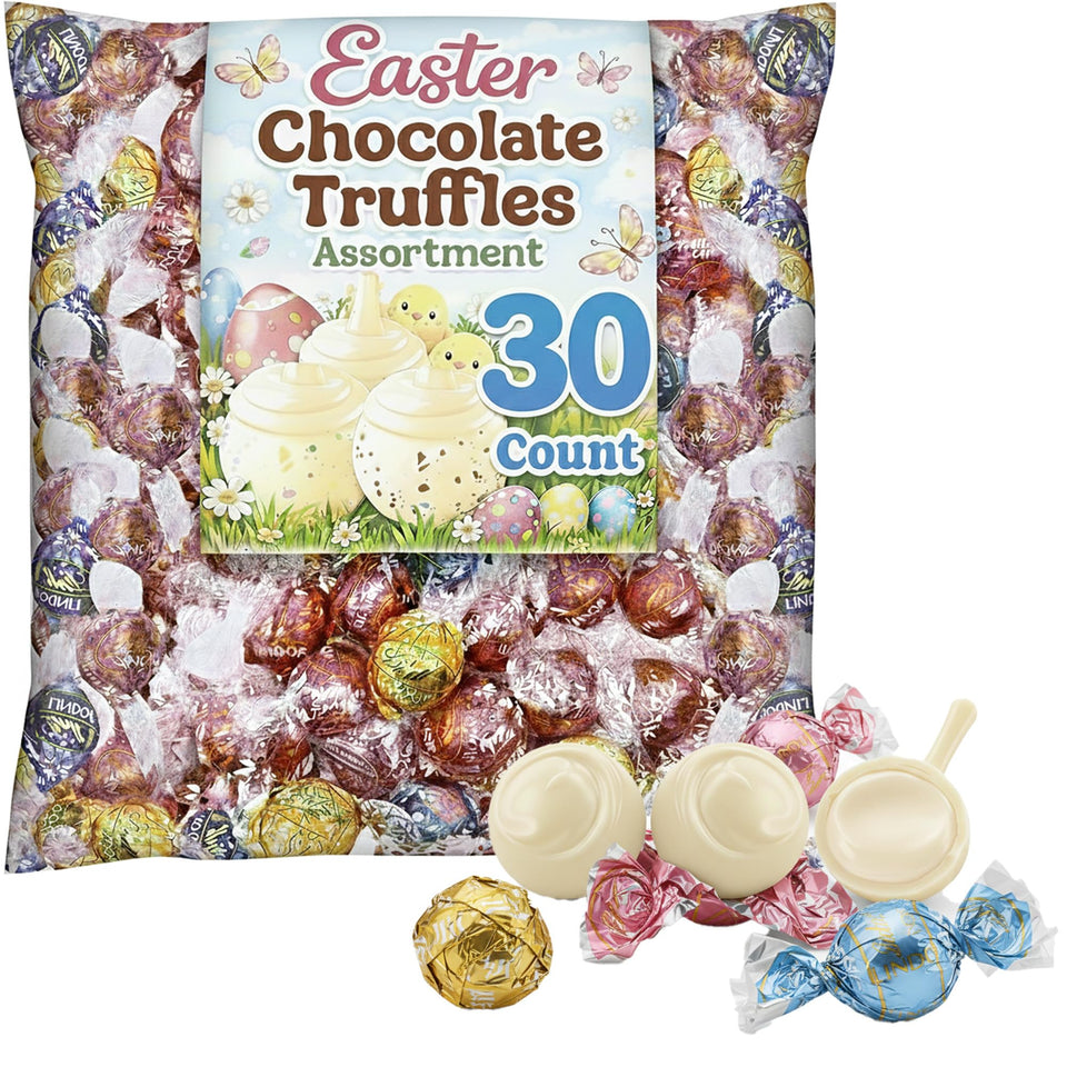 Partypom Mother's Day truffles in pink, gold, and blue foils for gifting and festive display.