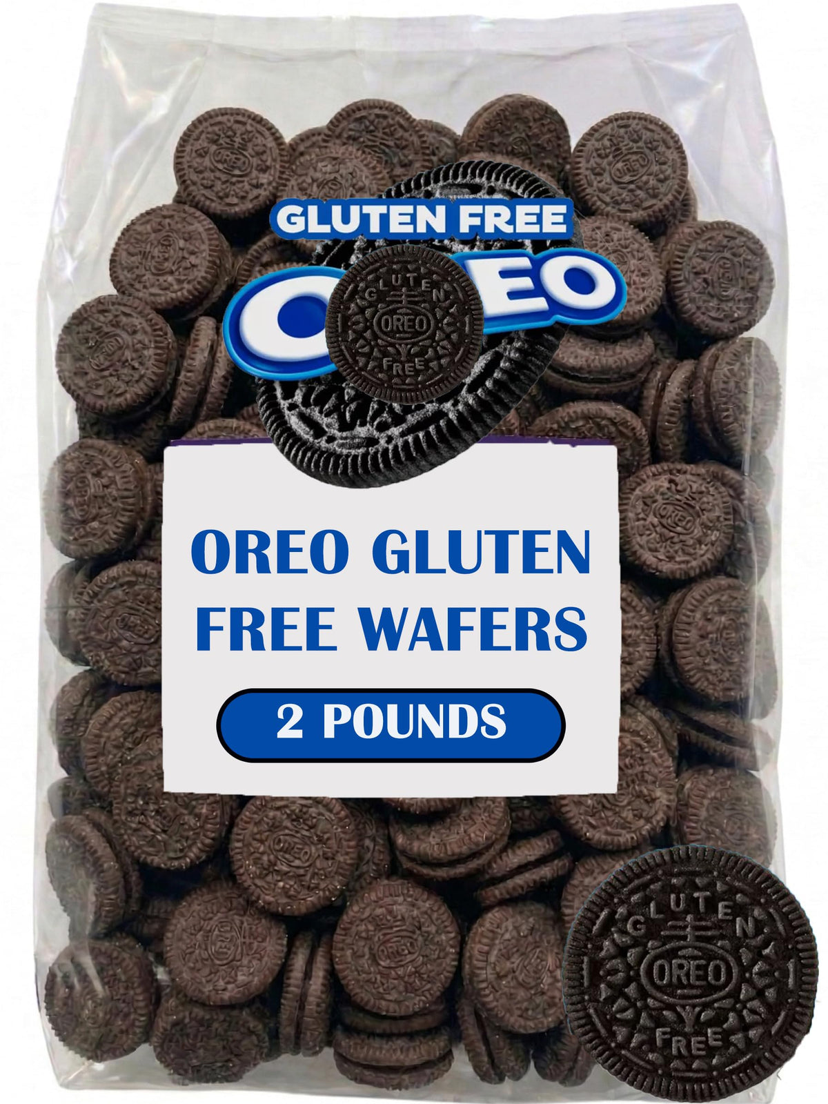 Partypom Oreeo gluten free chocolate wafers pack shot for baking and dessert toppings.