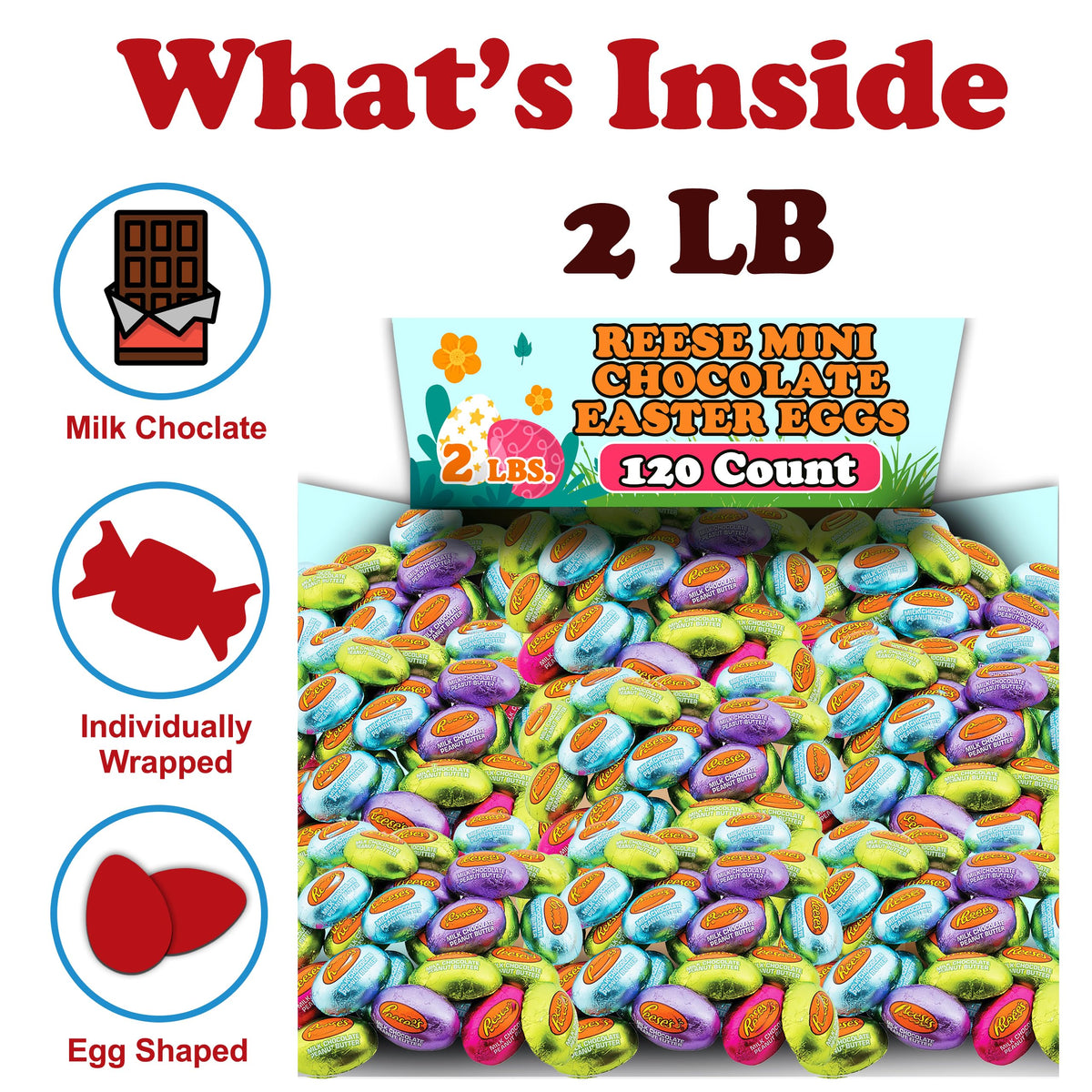 Partypom Reese eggs pastel-wrappers add color to candy dishes and egg hunts.