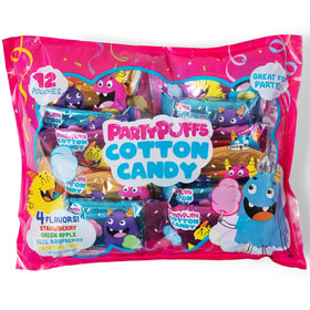 Partypuffs Cotton Candy Variety Pack with 12 pouches for easy party favors