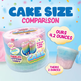 PartyPuffs four-flavor cotton candy tub with vibrant layers, ideal for party trays.