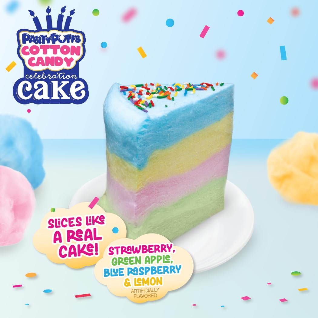 PartyPuffs ready-to-serve cake-style cotton candy for quick celebrations