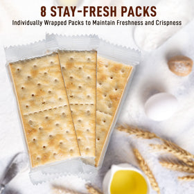 Paskesz Simply Saltines Whole Wheat crackers, earthy flavor with added fiber.