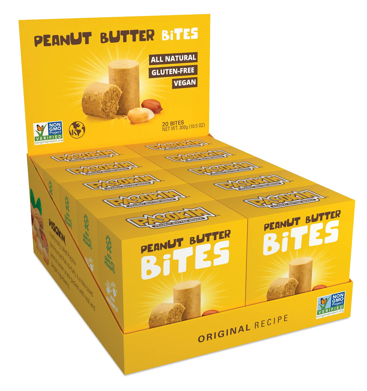 Pasokin PB Bites pack close-up, creamy texture, convenient on-the-go energy.