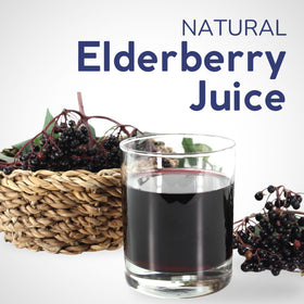 PassionBio Elderberry Juice served in a glass with a deep purple color.