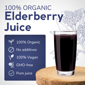 PassionBio Elderberry Juice tap dispensing for quick, clean pours.