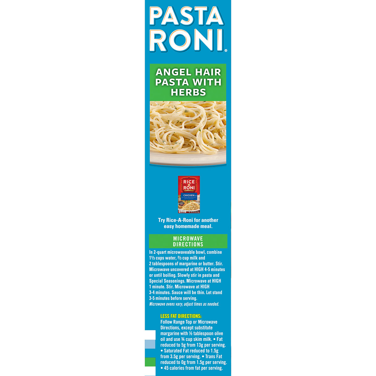 Pasta Roni creamy herb sauce ready to pour over angel hair pasta in minutes
