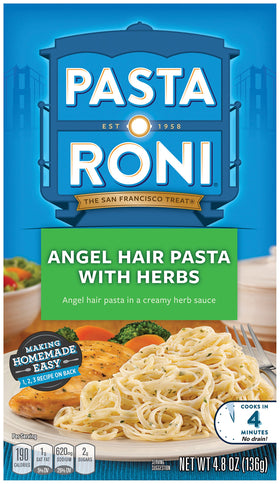Pasta Roni angel hair pasta with herbs mix boxes shown for quick weeknight meals