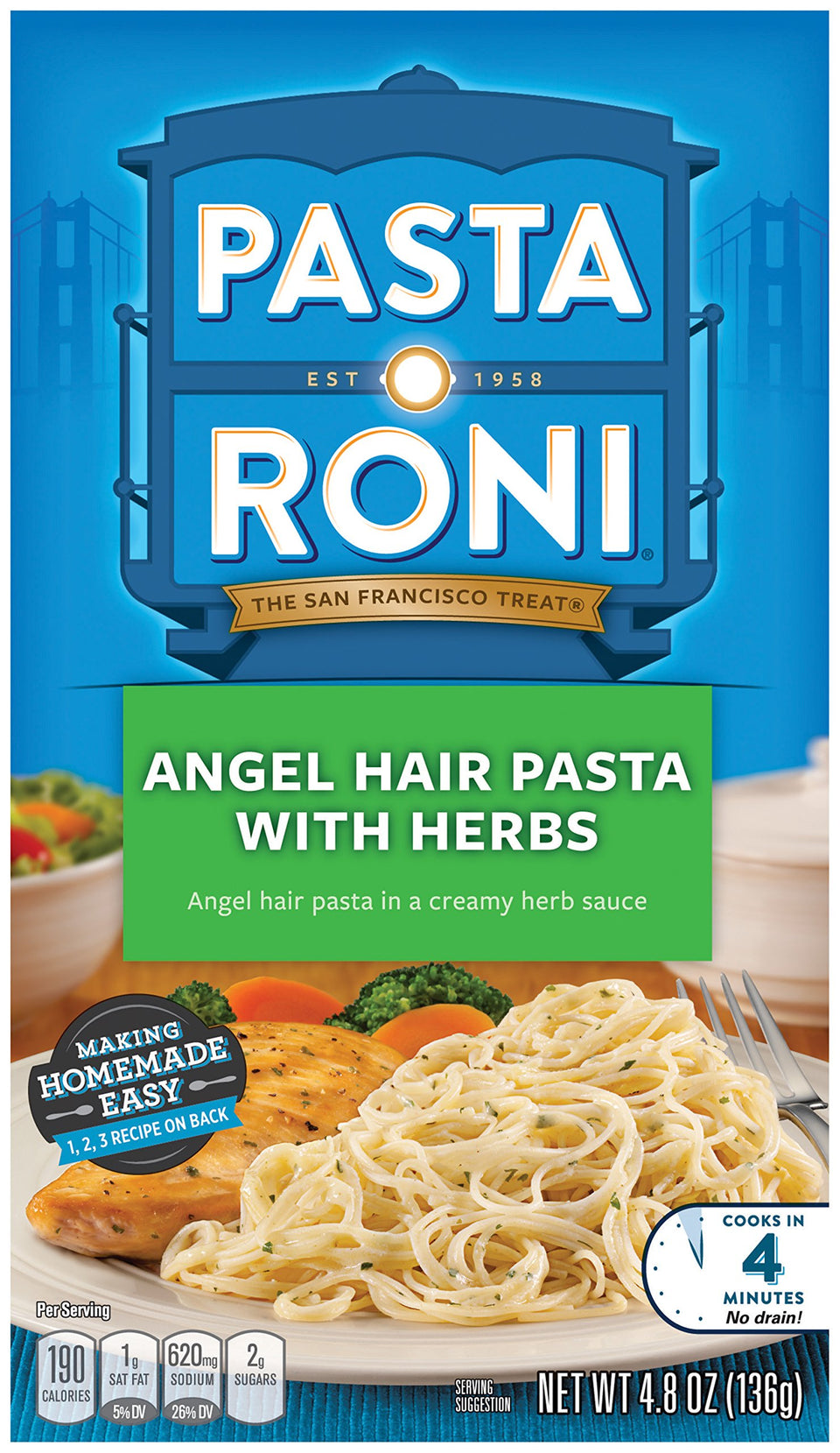 Pasta Roni angel hair pasta with herbs mix boxes shown for quick weeknight meals