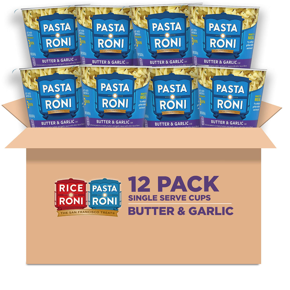 Pasta Roni Cups Butter & Garlic pasta in cup for quick side dish.