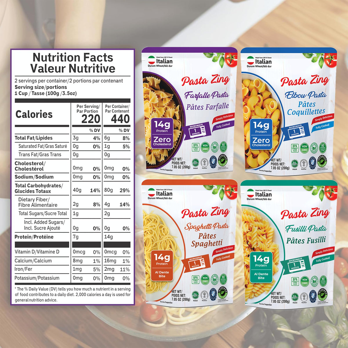 Pasta Zing farfalle pouch highlights versatile dinners and sauce-friendly shape