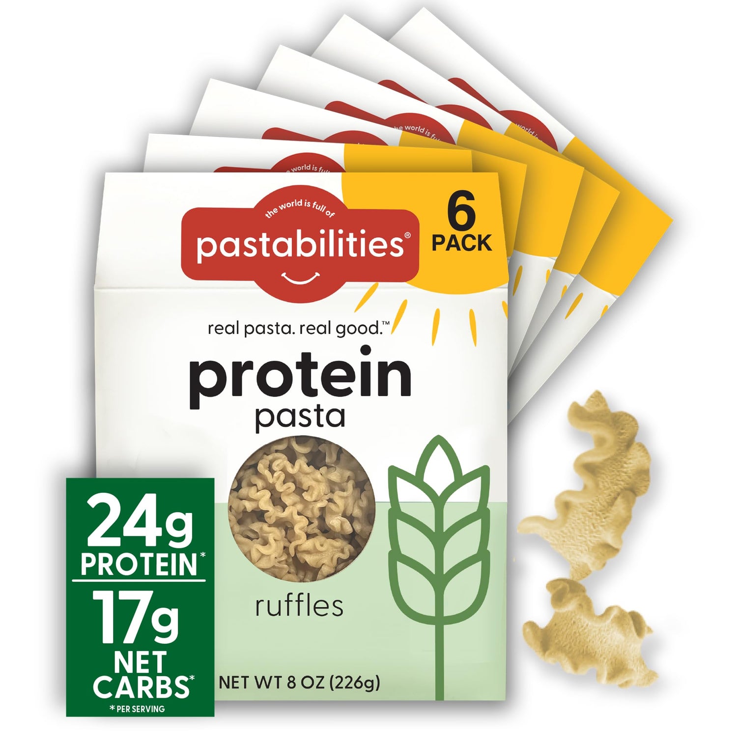 Pastabilities protein pasta bowl showing a 24g protein serving for a hearty meal.