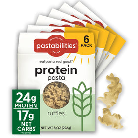 Pastabilities protein pasta bowl showing a 24g protein serving for a hearty meal.
