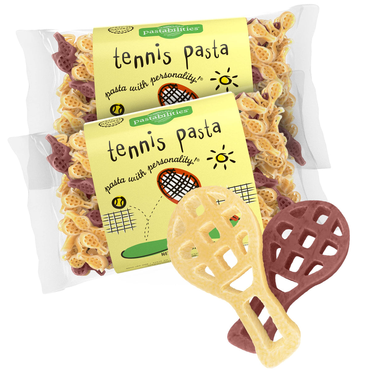 Pastabilities tennis pasta shaped like rackets for kid-friendly meals and playful lunches