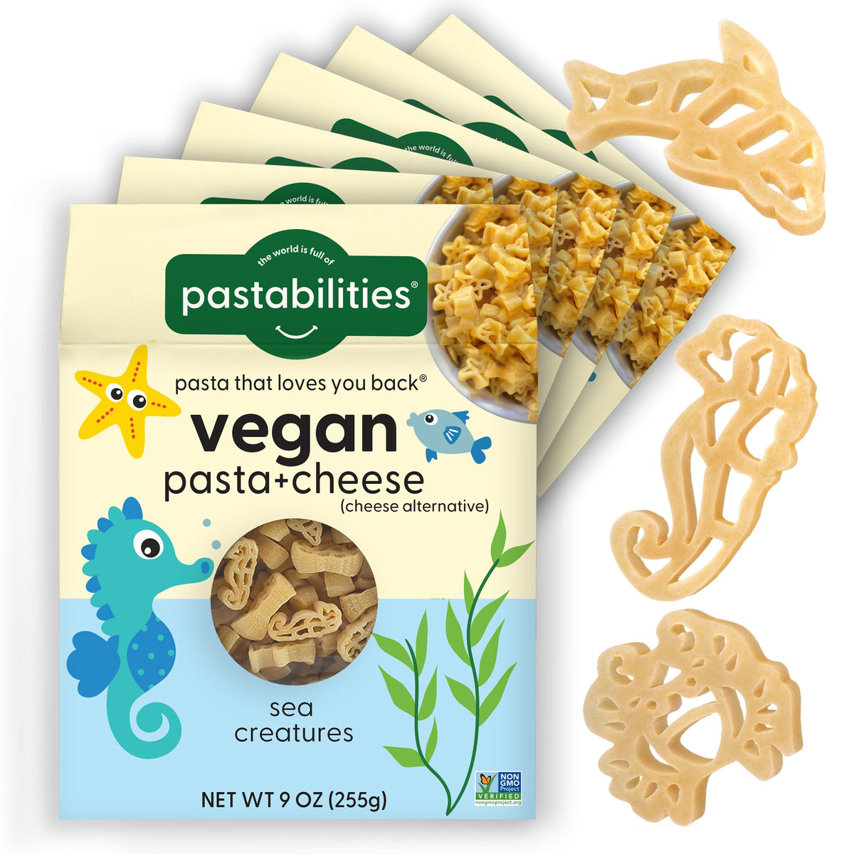 Pastabilities Under the Sea pasta shapes in a bowl; kid-friendly, sea creature fun for meals