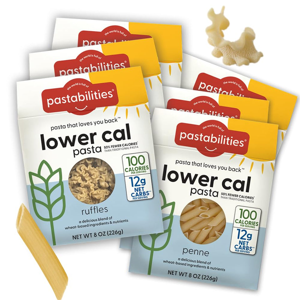 Pastabilities variety pack penne pasta in a bowl, highlighting a lighter, familiar option.
