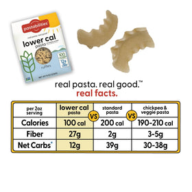 Pastabilities wheat-based pasta bag shows real pasta base for authentic taste.