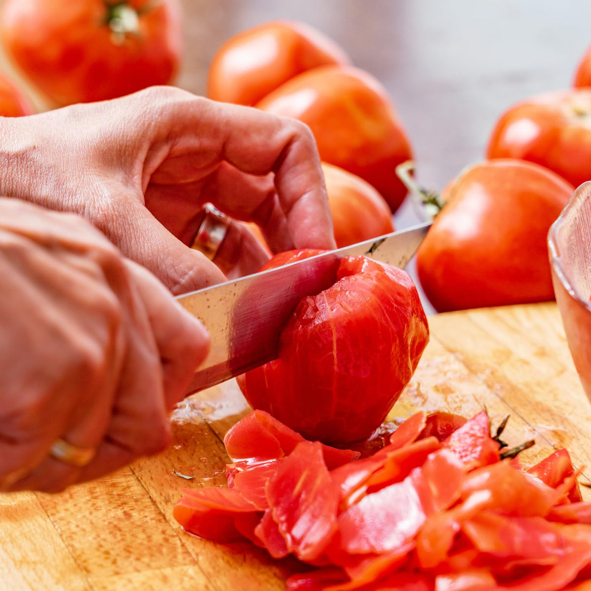 Pastene simmering sauce demonstrates rich color and depth of flavor.
