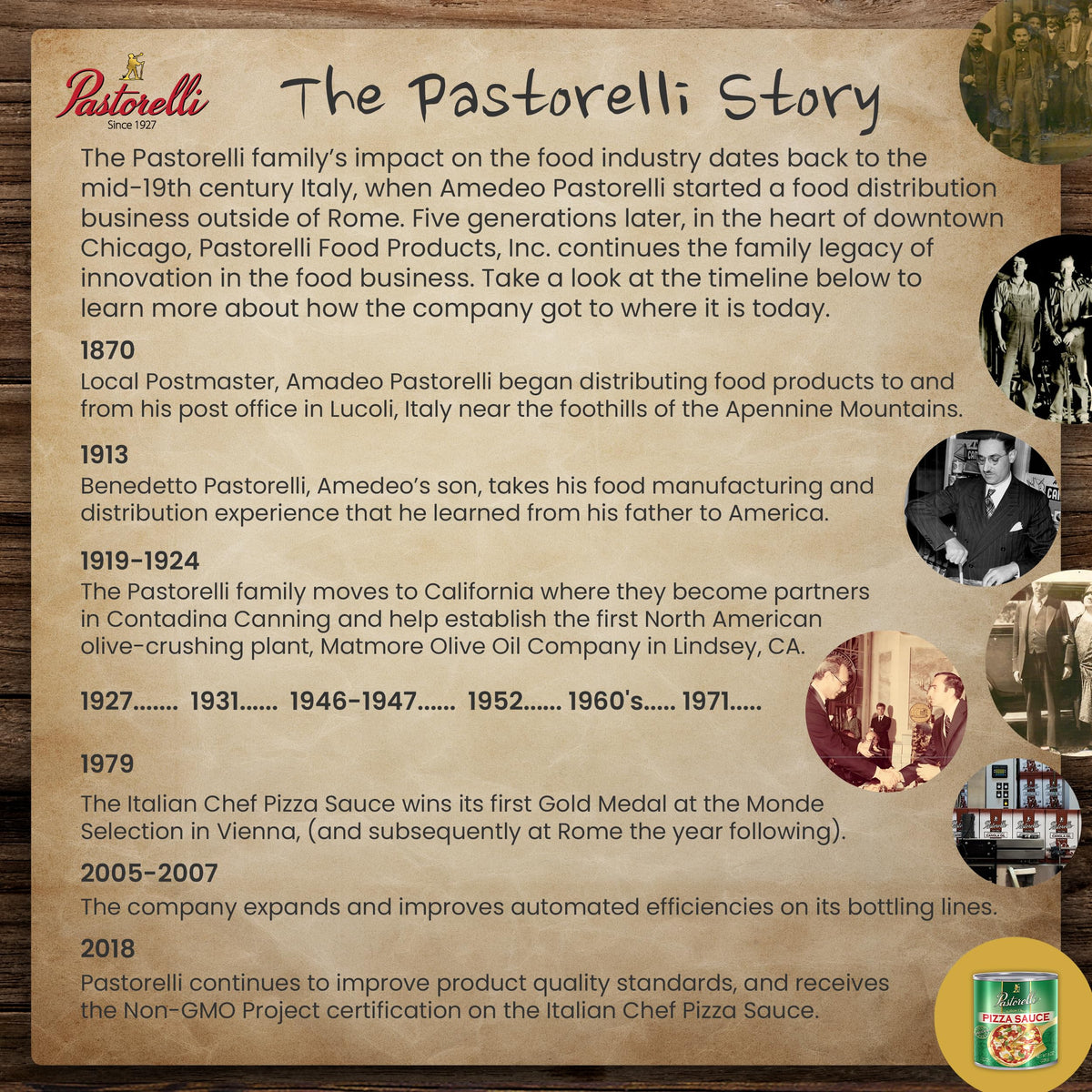 Pastorelli sauce is Non-GMO, gluten-free, and BPA-free packaging.