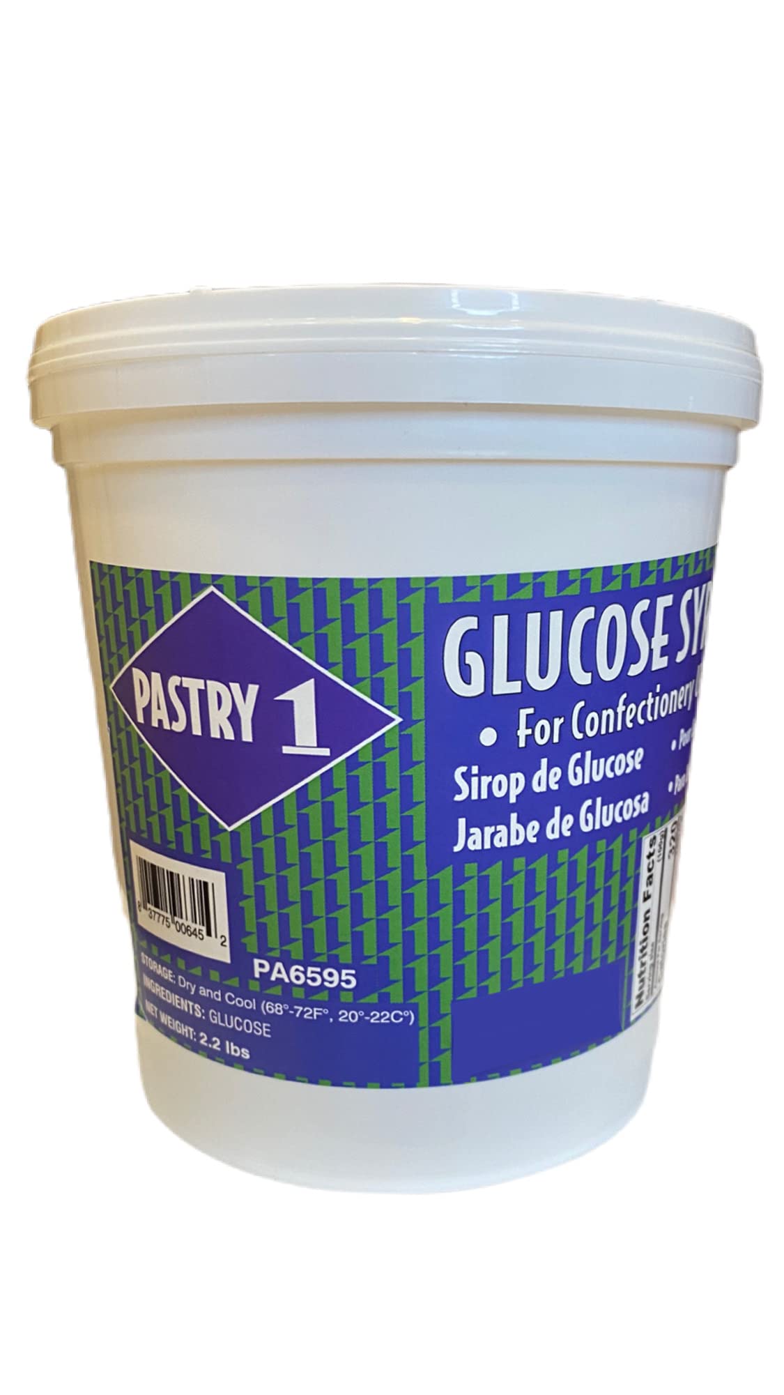 Pastry 1 glucose syrup in a 2.2lb pail with clear packaging for recipes.