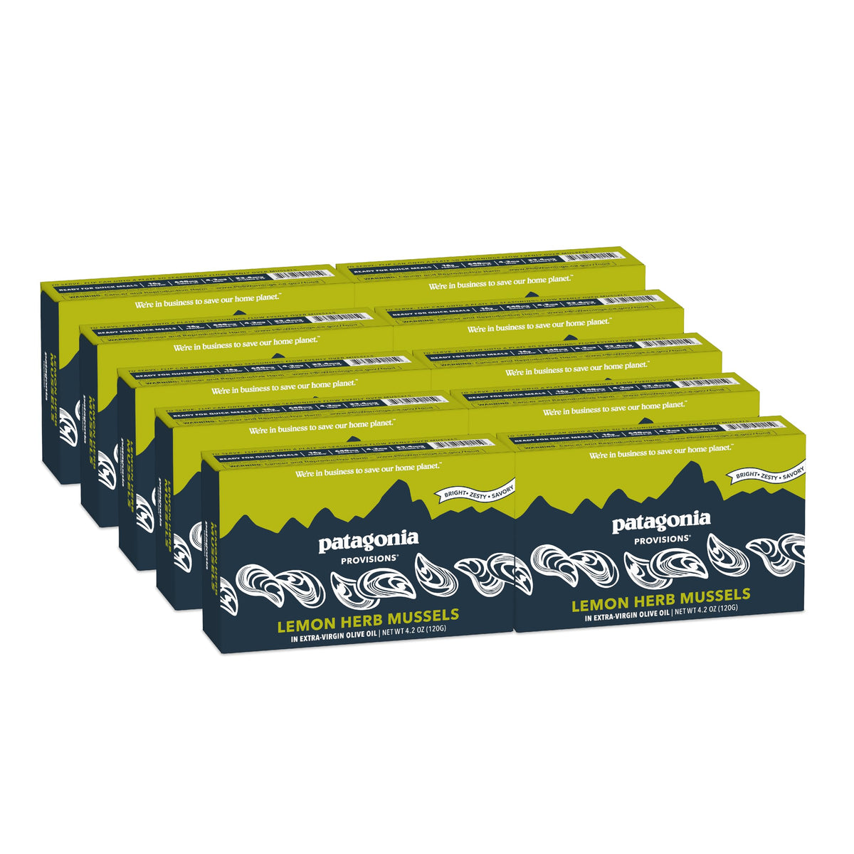 Patagonia Provisions Lemon Herb Mussels tin with olive oil, protein on the go
