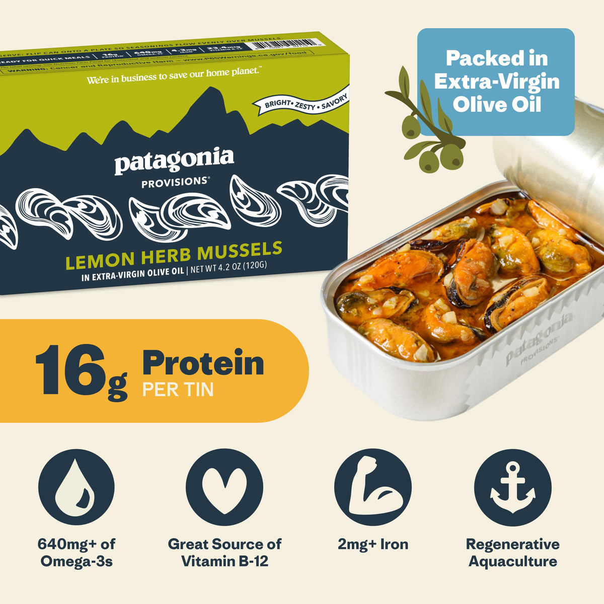 Patagonia Provisions mussels in olive oil over pasta, quick pantry meal