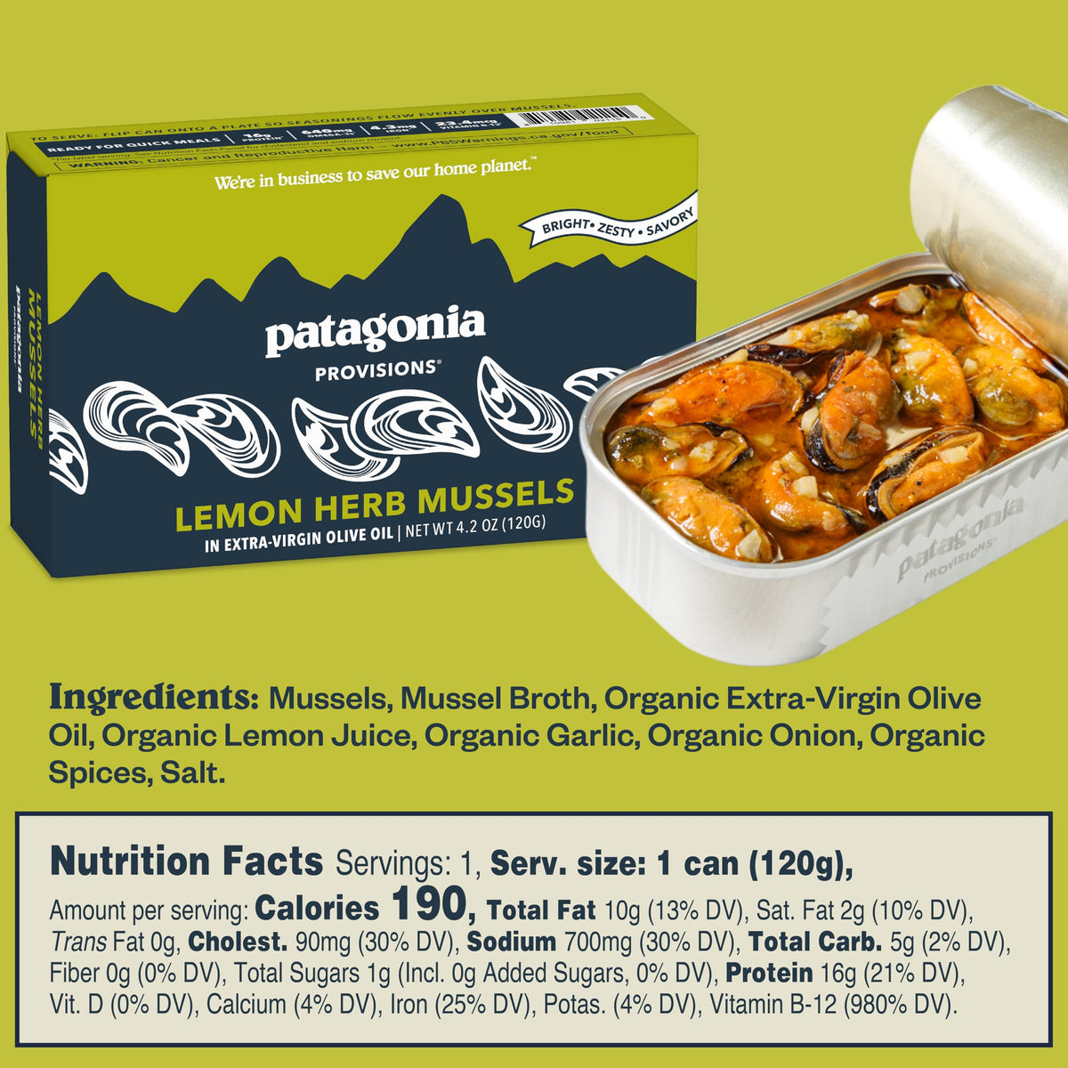 Patagonia Provisions 640mg Omega-3 per tin for balanced meals