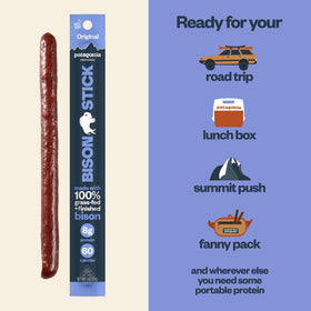 Patagonia Provisions original sticks on shelf show shelf-stable packaging