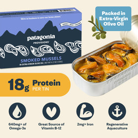 Patagonia Provisions smoked mussels open tin ready for use in meals