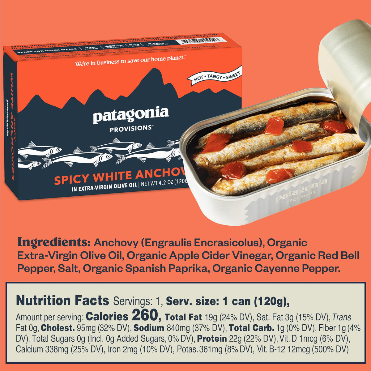 Patagonia Provisions spicy white anchovies stirred into a stir-fry for savory depth.