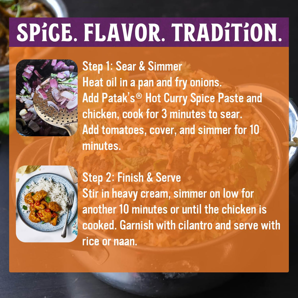Patak's Hot Curry Spice Paste one-pot-meal shot for easy dinners.