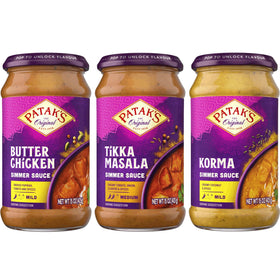Patak's Butter Chicken simmer sauce jar for quick weeknight dinners.