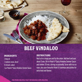 Serving dish with chicken curry using Patak’s Vindaloo for a fiery meal