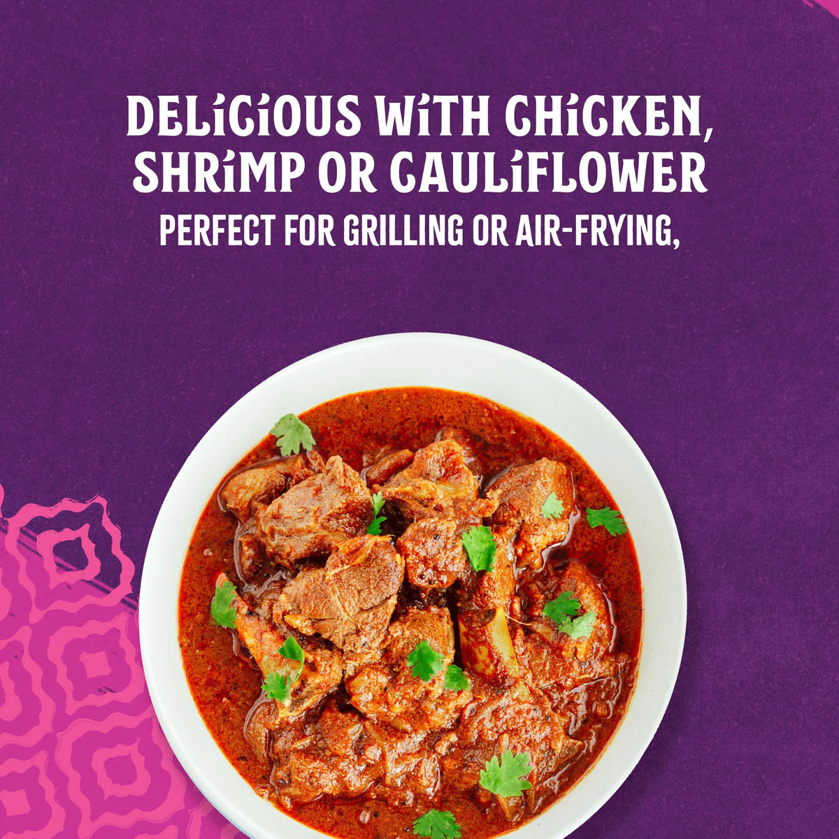 Spice blend highlight with turmeric and paprika in Patak’s Vindaloo sauce