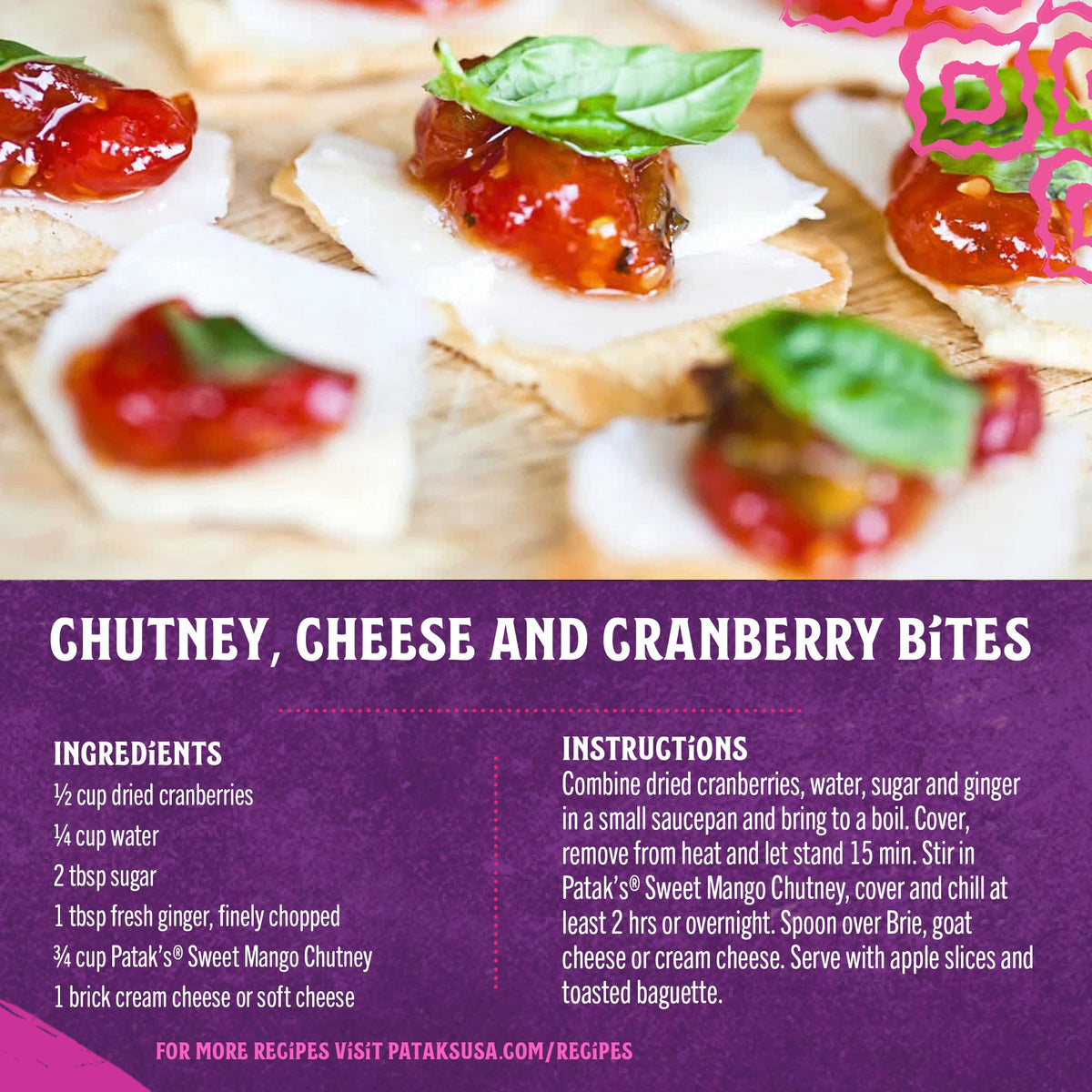 Patak's Mango Chutney dip with vegetables for a bright snack.