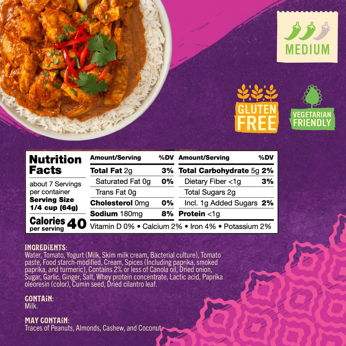 Patak's sauce label close-up showing authentic ingredients and spice blend