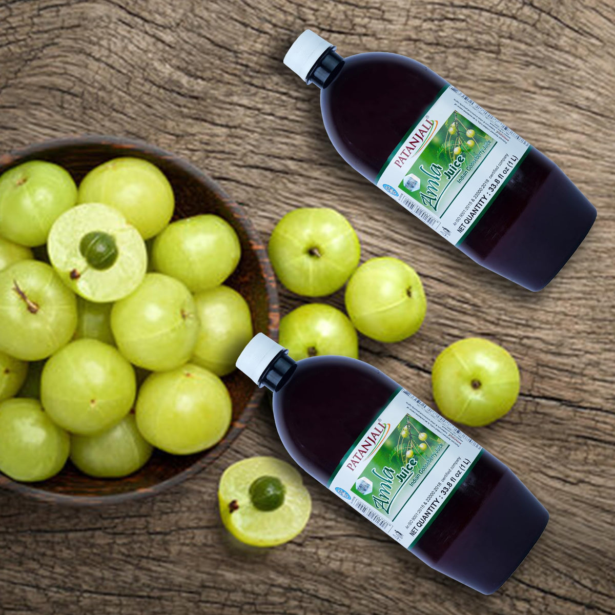 Patanjali Amla Juice being poured into a glass, convenient daily use.