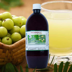 Patanjali Amla Juice served in a glass, a flavorful daily ritual.