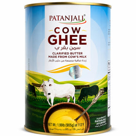Patanjali Cow Ghee in tin packaging preserves aroma and freshness.