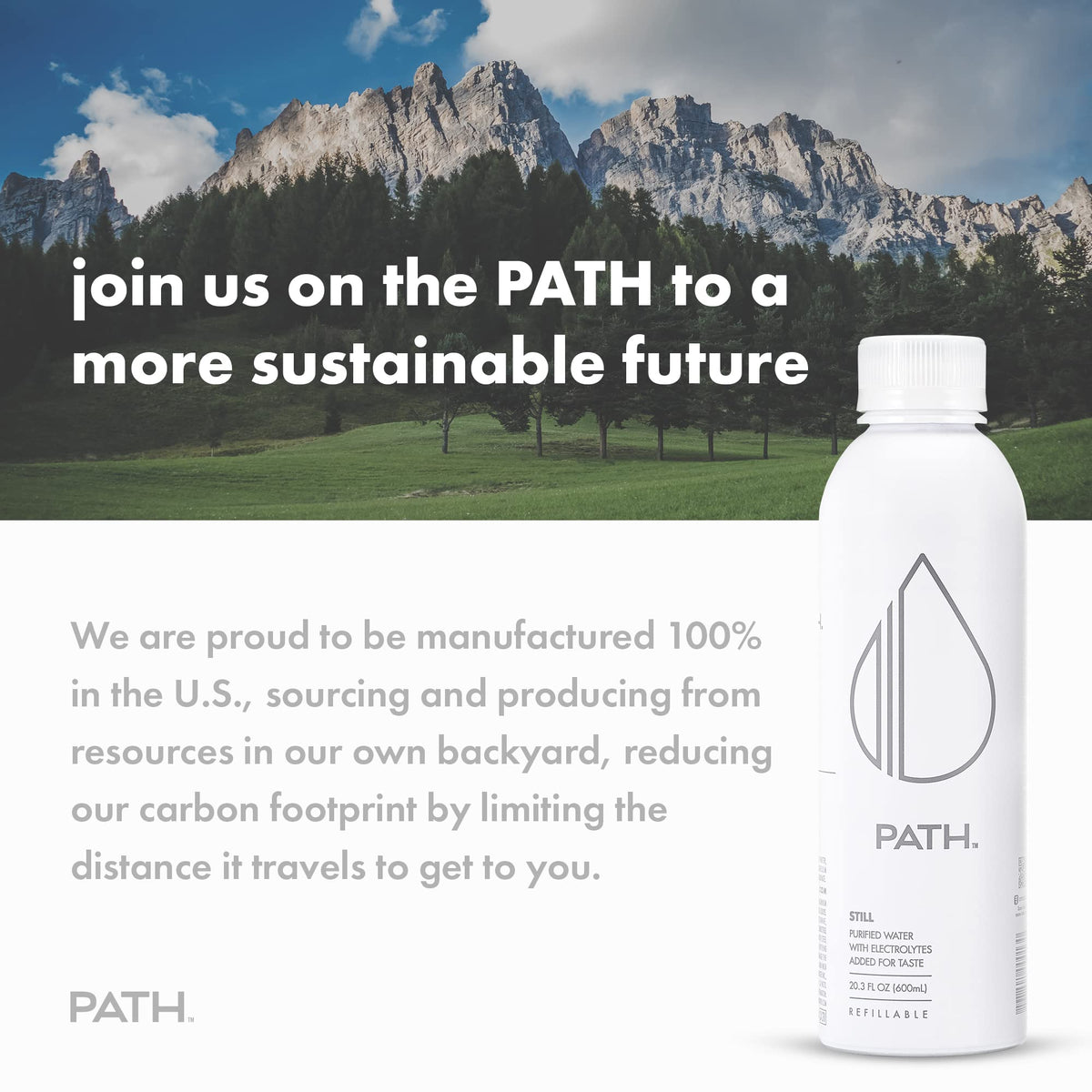 PATHWATER Still BPA-free aluminum bottle ready for reuse