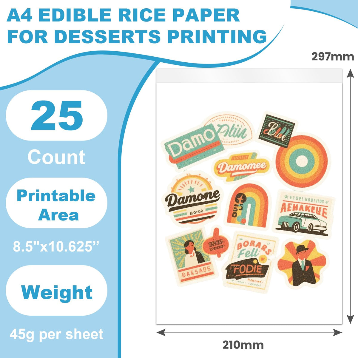 PatiFrussa frosting sheets ready to print, crisp color output for cupcakes and cookies.