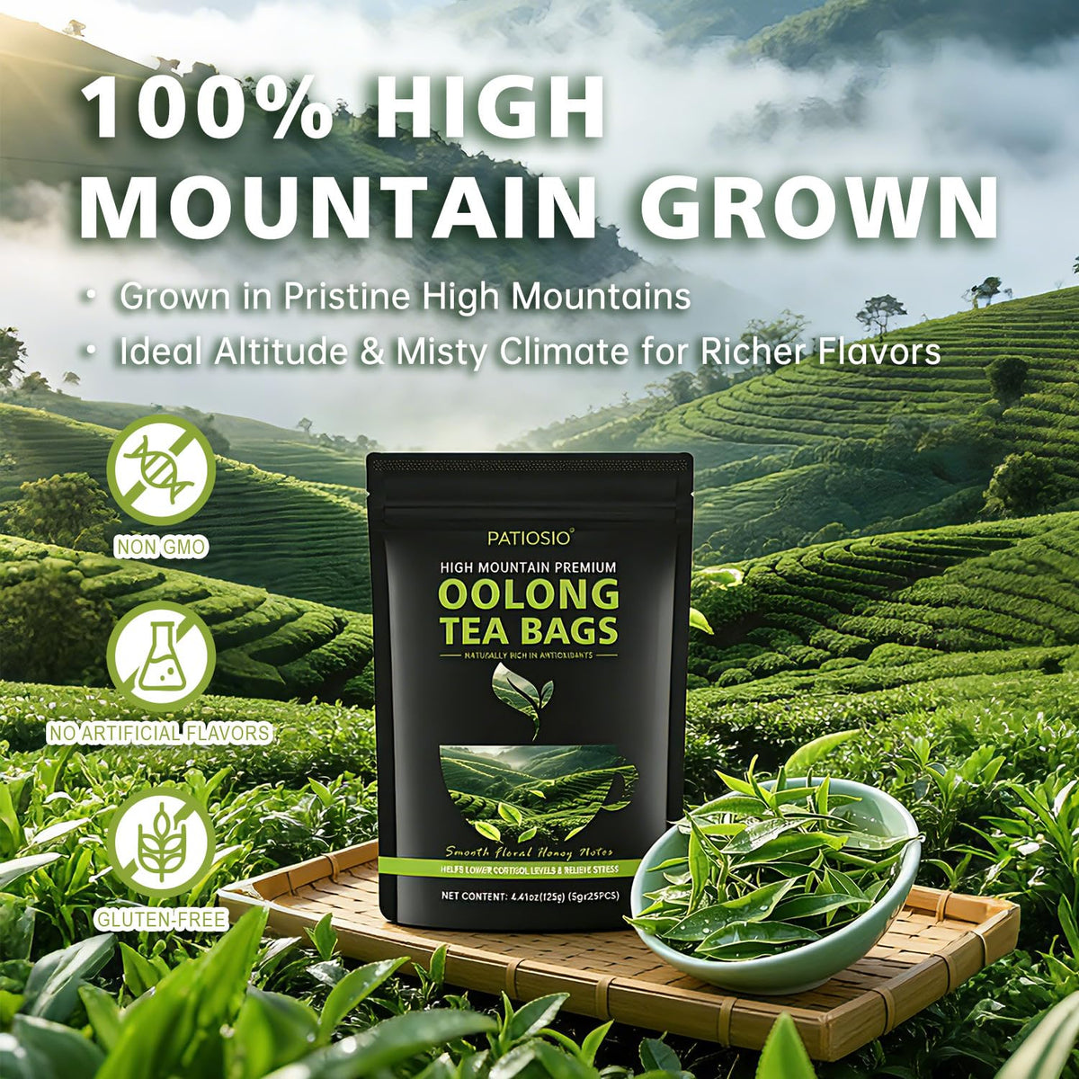 Patiosio oolong tea bags individually wrapped for on-the-go freshness