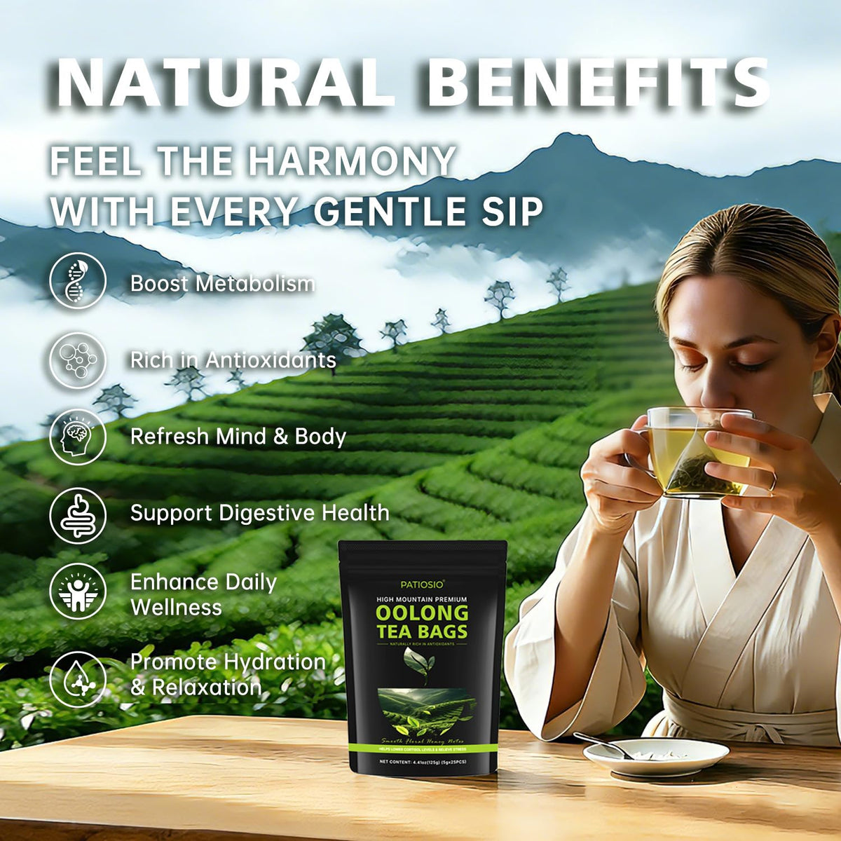Patiosio high-altitude oolong origin note suggesting calm-focused experience