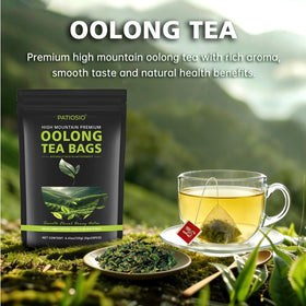 Patiosio non-GMO packaging emphasizes clean vegan-friendly tea experience