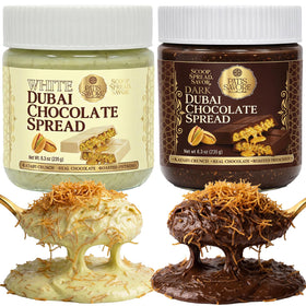 PATIS SAVORE Dubai White Chocolate Spread on toast, creamy texture ideal for breakfast.