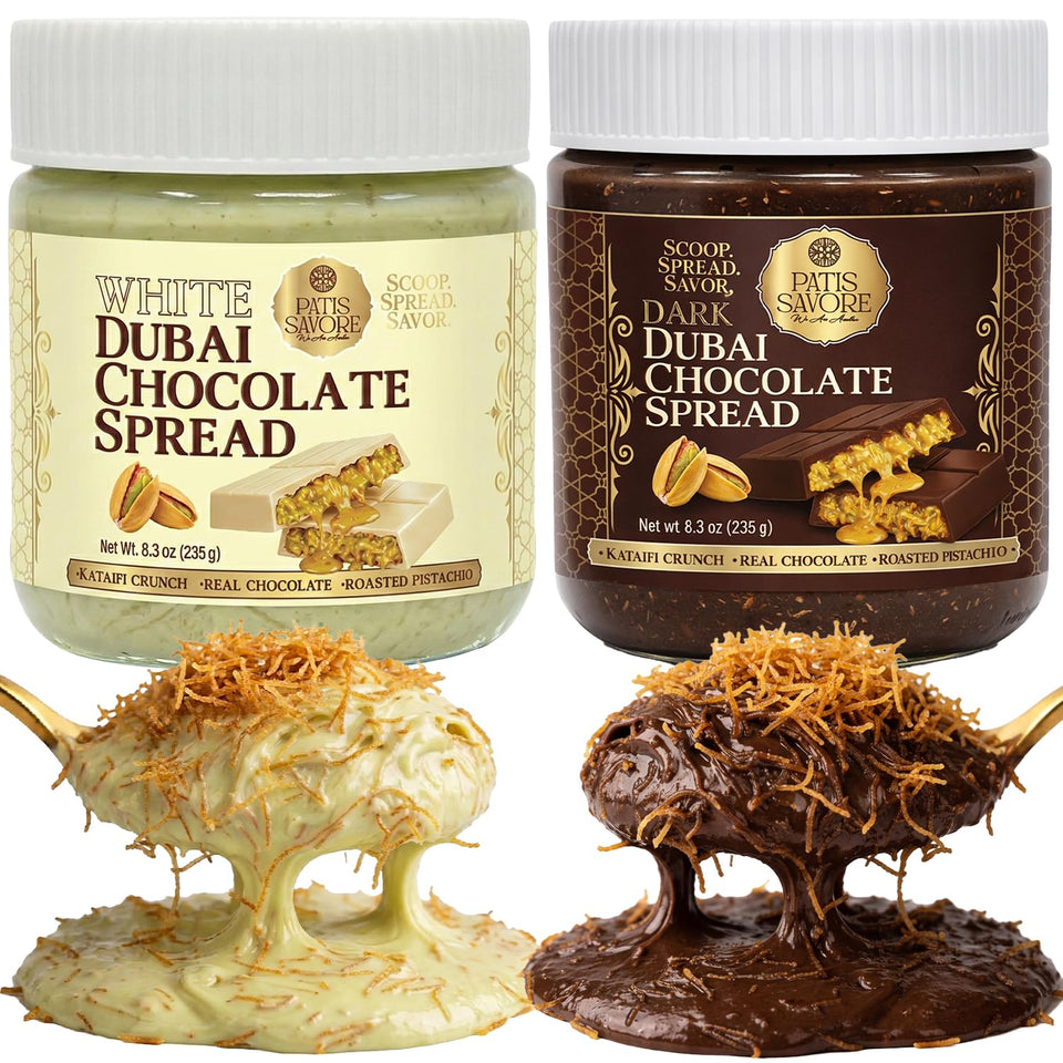 PATIS SAVORE Dubai White Chocolate Spread on toast, creamy texture ideal for breakfast.