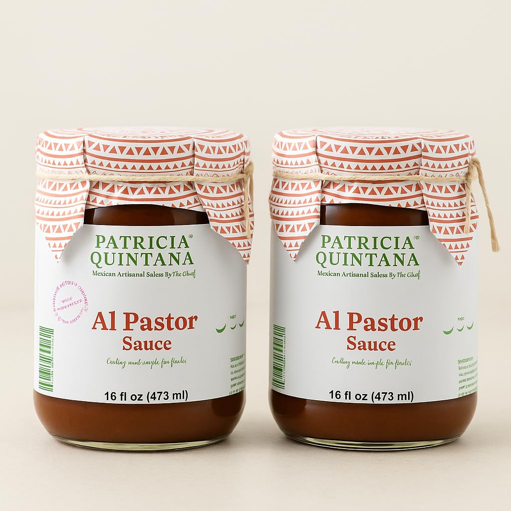 Patricia Quintana Al Pastor sauce bottle ready to flavor authentic Mexican dishes for tacos, burgers, and chicken.